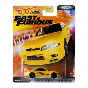Машинка Premium Hot Wheels Nissan Skyline GT-R (BCNR33) Fast & Furious 1:64 HCP26 Yellow