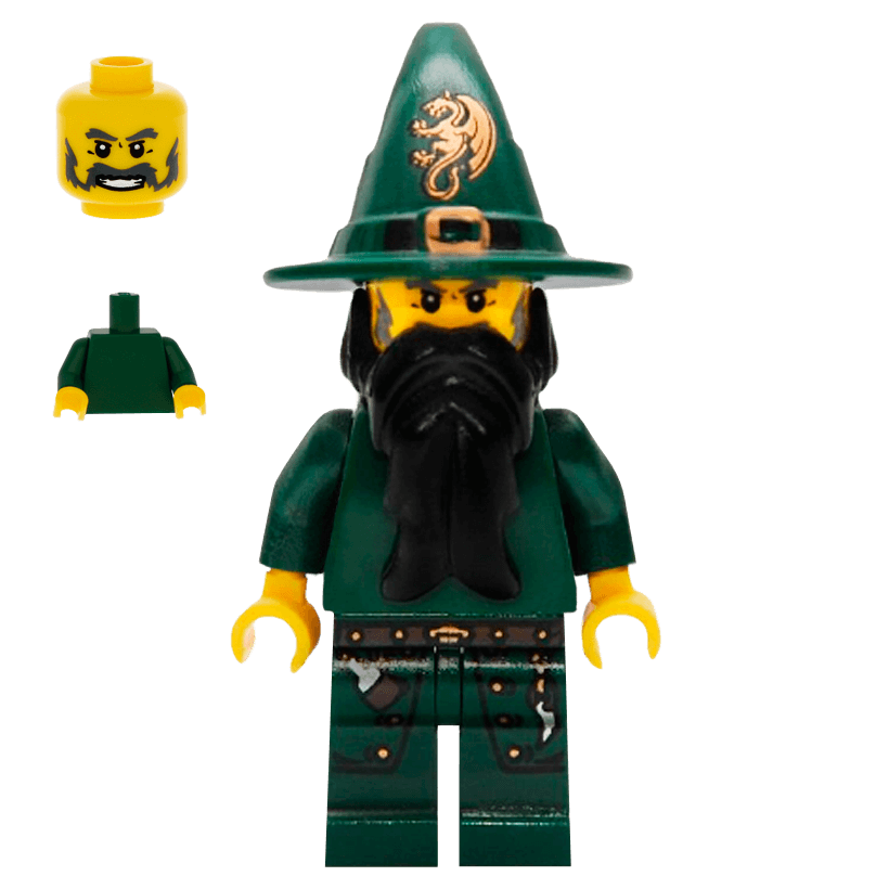 Фігурка Lego Kingdoms Wizard Dark Green Castle cas435 Б/У - Retromagaz