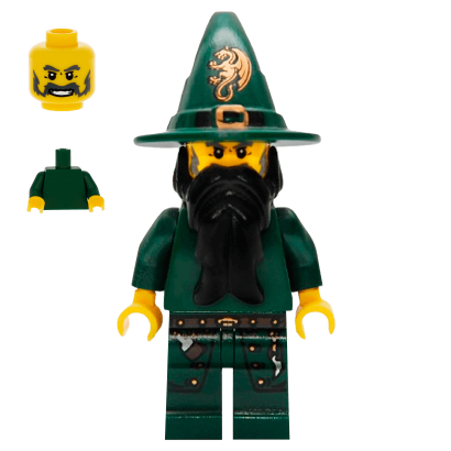 Фігурка Lego Kingdoms Wizard Dark Green Castle cas435 Б/У - Retromagaz