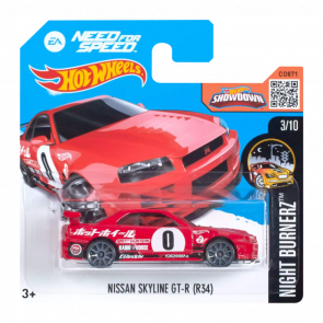 Машинка Базовая Hot Wheels Nissan Skyline GT-R (R34) Need for Speed Nightburnerz 1:64 DHP63 Red - Retromagaz