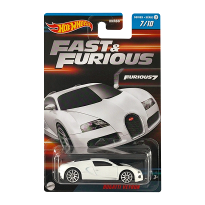 Тематическая Машинка Hot Wheels Bugatti Veyron Fast & Furious 1:64 HNR88/HNT17 White - Retromagaz