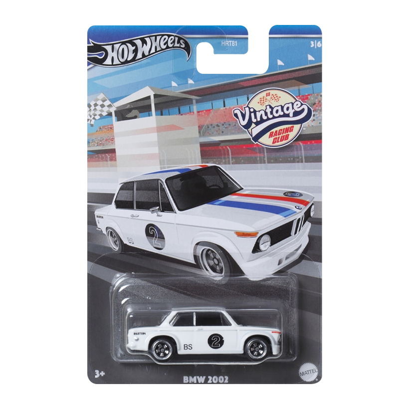 Тематическая Машинка Hot Wheels BMW 2002 Vintage Racing Club 1:64 HRT81/HRV02 White - Retromagaz