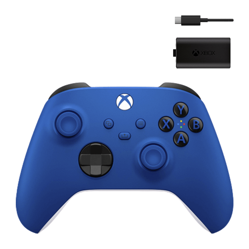 Набір Геймпад Бездротовий Microsoft Xbox Series Controller Shock Blue Новий  + Акумулятор Play and Charge Kit + Кабель USB Type-C Black - Retromagaz