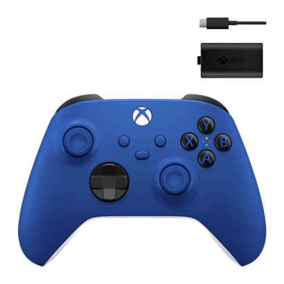 Набір Геймпад Бездротовий Microsoft Xbox Series Controller Shock Blue Новий  + Акумулятор Play and Charge Kit + Кабель USB Type-C Black - Retromagaz