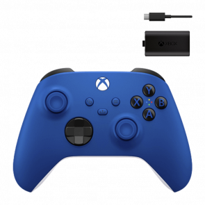 Набір Геймпад Бездротовий Microsoft Xbox Series Controller Shock Blue Новий  + Акумулятор Play and Charge Kit + Кабель USB Type-C Black