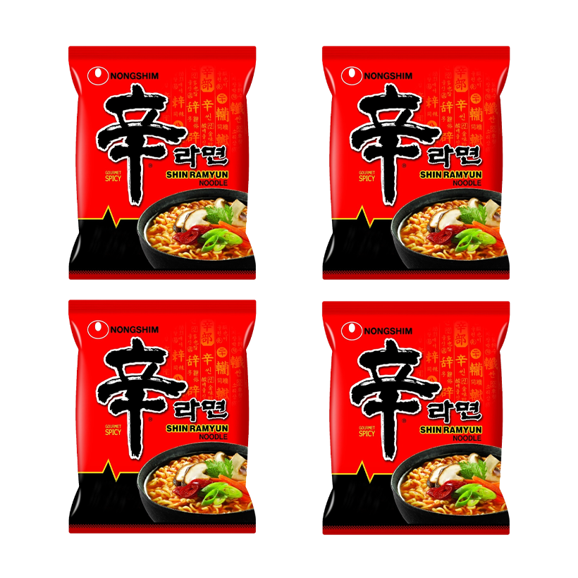Набір Локшина 4шт Nongshim Shin Рамьон з Грибами й Овочами Гостра 120g - Retromagaz