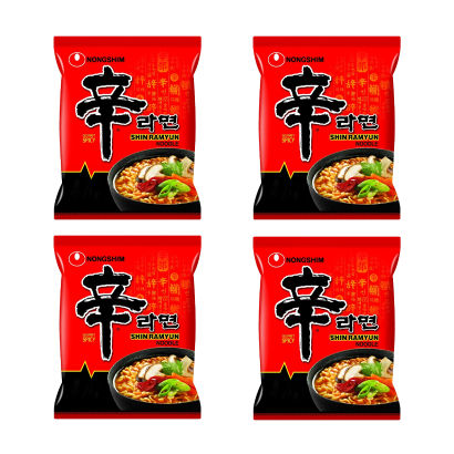 Набір Локшина Nongshim 4шт Shin Ramyun Гриби Овочі Гостра 120g - Retromagaz