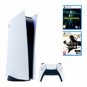 Набір Консоль Sony PlayStation 5 Blu-ray 825GB (9424390) White Новий + Гра Returnal Standart Російська Озвучка + Гра Ghost of Tsushima Director's Cut Російська Озвучка