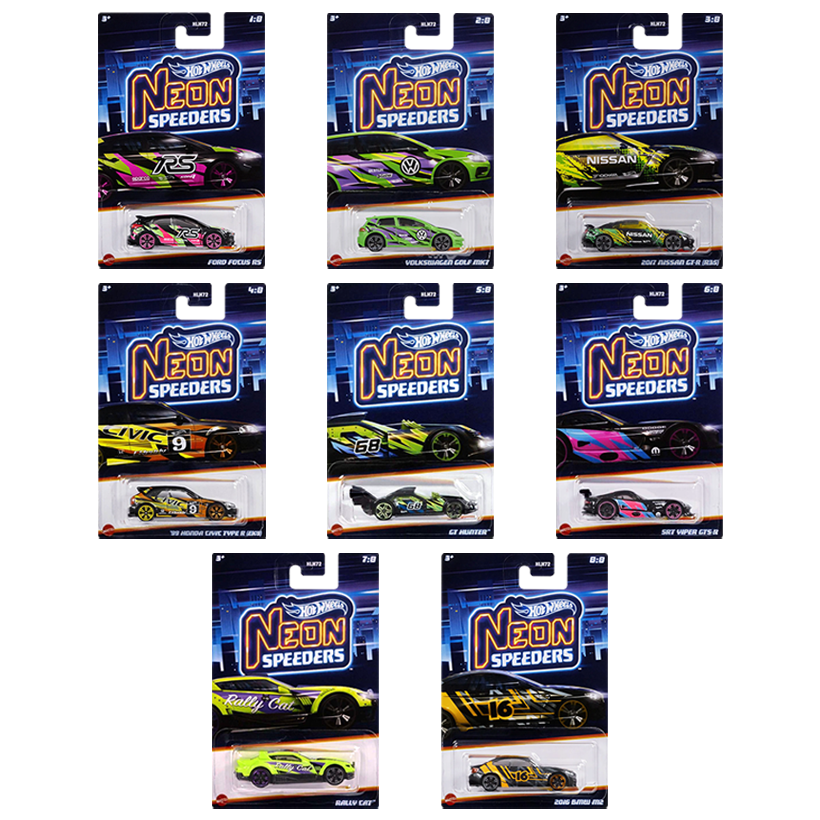 Набір Тематична Машинка Hot Wheels Neon Speeders 2023-1 HLH72 8шт Новий - Retromagaz