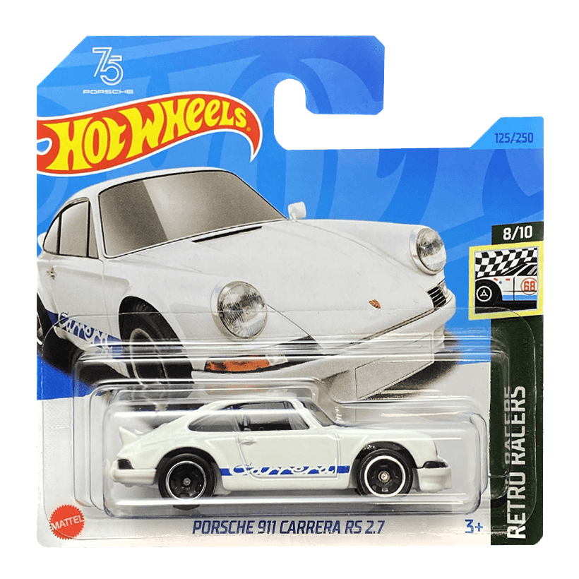 Машинка Базова Hot Wheels Porsche '75 Porsche 911 Carrera RS 2.7 Retro Racers 1:64 HKG42 White - Retromagaz