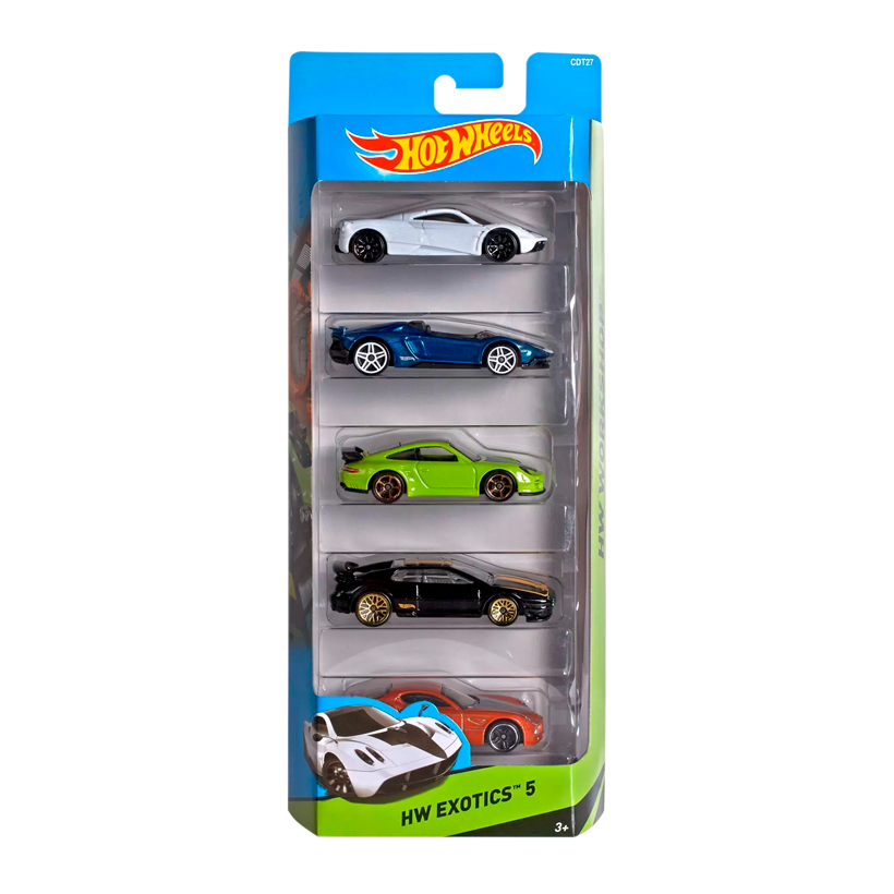 Машинка Базова 5шт Hot Wheels Porsche Pagani Huayra / Lamborghini Aventador / Porsche 911 / Lotus Espirit / Alfa Romeo Exotics 1:64 CDT27 Green - Retromagaz