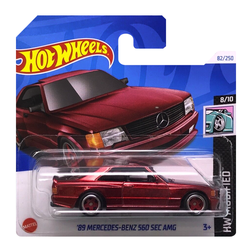 Машинка Базова Hot Wheels '89 Mercedes-Benz 560 SEC AMG Super Treasure Hunt STH Modified 1:64 HTF33 Red - Retromagaz