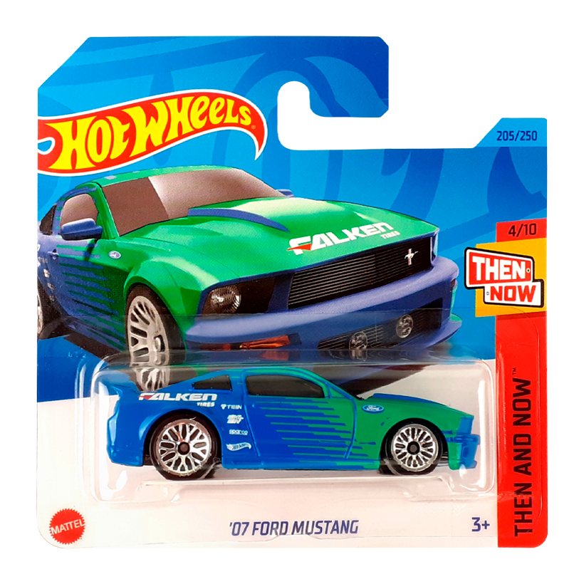 Машинка Базовая Hot Wheels '07 Ford Mustang Falken Then and Now 1:64 HKJ43 Blue - Retromagaz