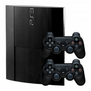 Набор Консоль Sony PlayStation 3 Super Slim Black 500GB Б/У Хороший + Геймпад Беспроводной RMC PlayStation 3 Black Новый - Retromagaz