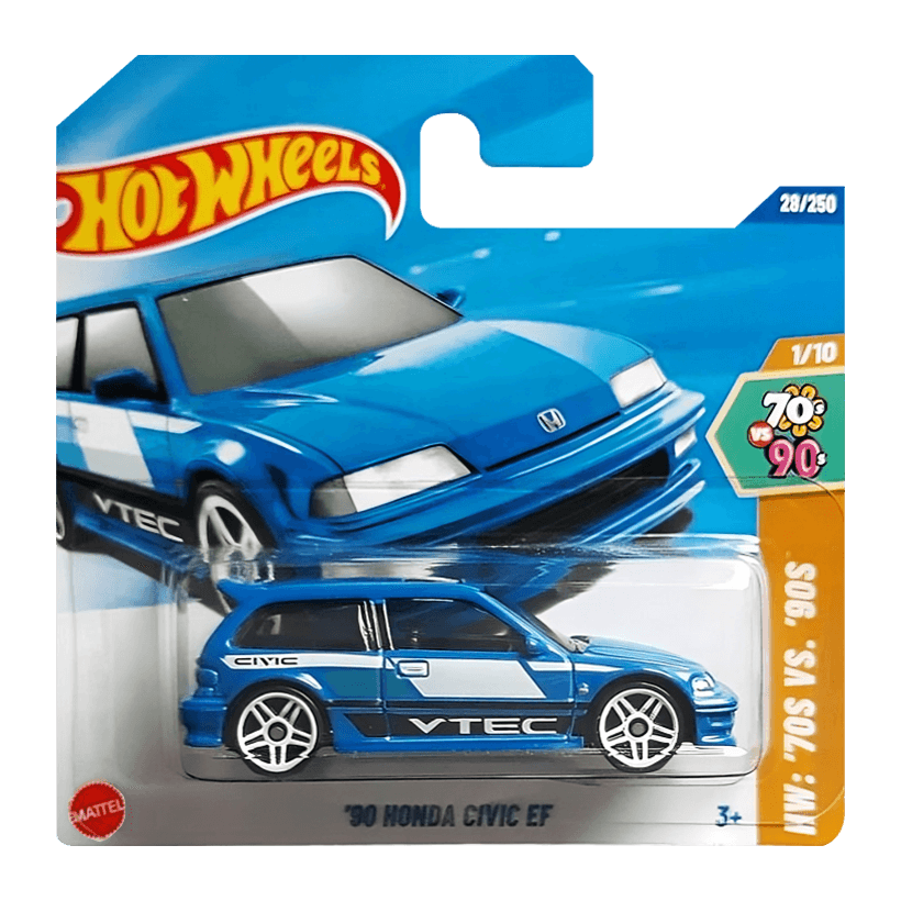 Машинка Базова Hot Wheels '90 Honda Civic EF '70s vs. '90s 1:64 HYW81 Blue - Retromagaz