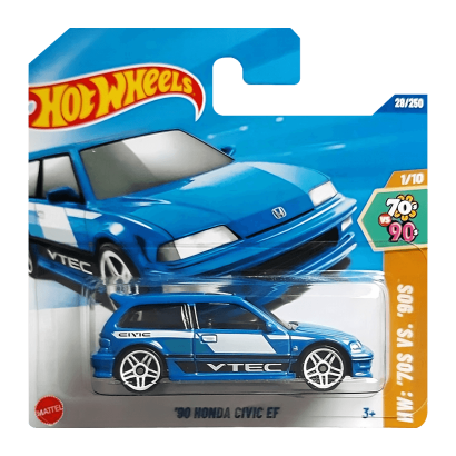 Машинка Базова Hot Wheels '90 Honda Civic EF '70s vs. '90s 1:64 HYW81 Blue - Retromagaz