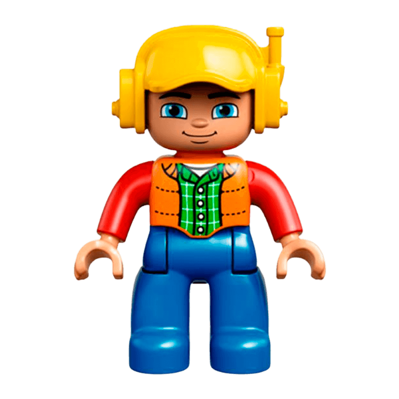 Фигурка Lego Boy Blue Legs Orange Vest Duplo 47394pb231a Б/У - Retromagaz