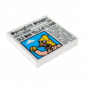 Плитка Lego Декоративная Groove Newspaper 'Springfield Shopper' 'OLD MAN YELLS AT CLOUD' 2 x 2 3068bpb0843 88409pb0843 6064445 White Б/У