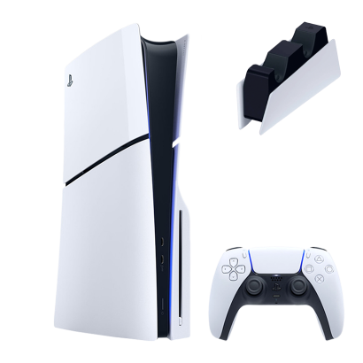 Набір Консоль Sony PlayStation 5 Slim Blu-ray 1TB White Б/У  + Геймпад Бездротовий DualSense + Зарядний Пристрій Дротовий для DualSense - Retromagaz