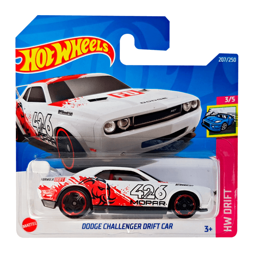 Машинка Базова Hot Wheels Dodge Challenger Drift Car Drift 1:64 HCV88 White - Retromagaz