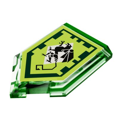 Плитка Lego Pentagonal Nexo Power Shield Mechanical Griffin Модифицированная Декоративная 2 x 3 22385pb101 6171905 Trans-Bright Green 4шт Б/У - Retromagaz