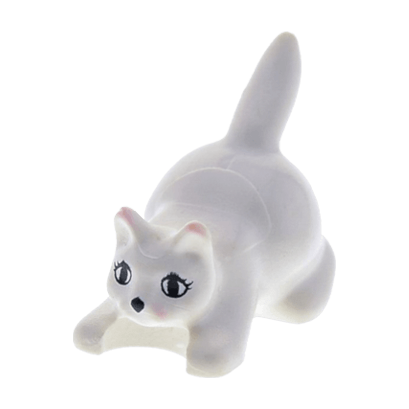 Фигурка Lego Земля Cat Crouching with Black Eyes Eyelashes and Nose Pattern Animals 6251px1 4285963 White Б/У - Retromagaz