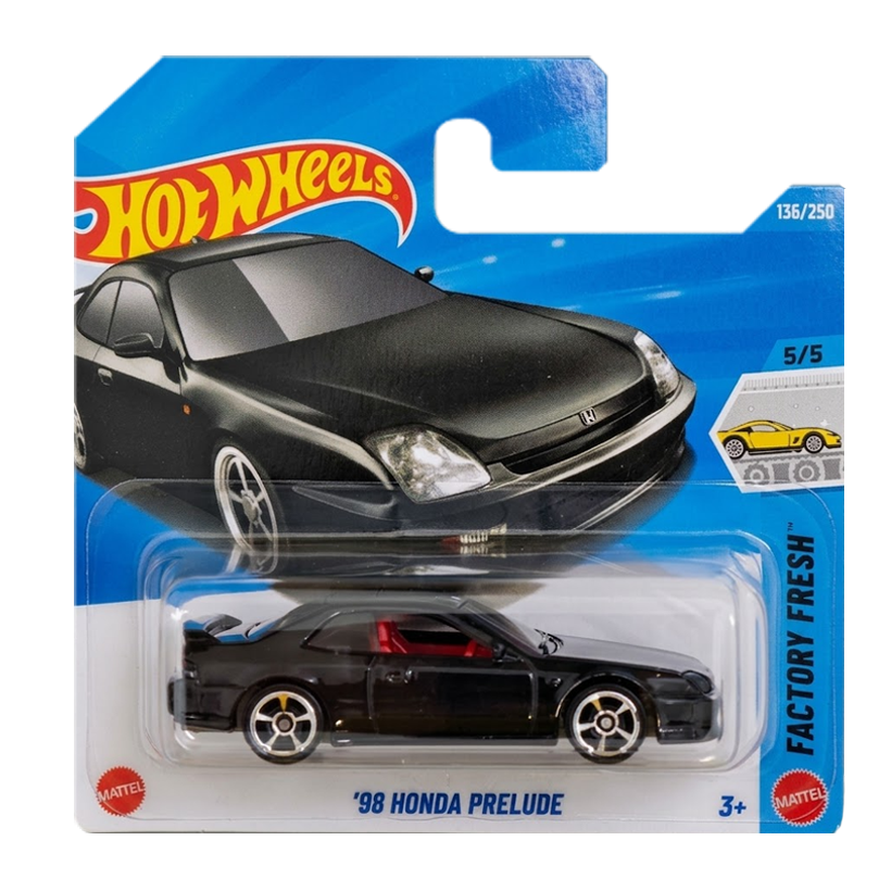 Машинка Базова Hot Wheels '98 Honda Prelude Factory Fresh 1:64 JJJ89 Black - Retromagaz