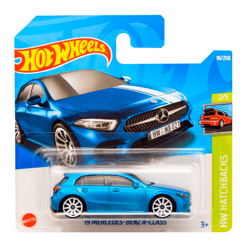 Машинка Базовая Hot Wheels '19 Mercedes-Benz A-Class Hatchbacks 1:64 HCV27 Blue - Retromagaz