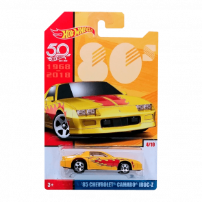 Тематична Машинка Hot Wheels '85 Chevrolet Camaro IROC-Z 50th Anniversary Throwback FRF35 Yellow Новий - Retromagaz