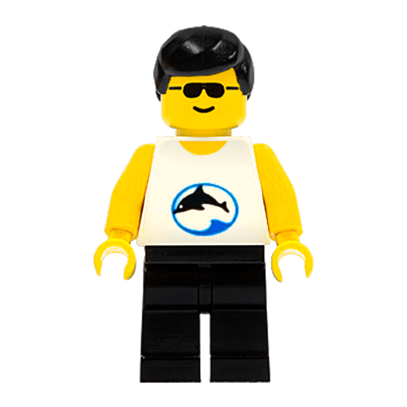 Фигурка Lego Divers Blue Oval and Black Dolphin with Black Hair City div024 Б/У - Retromagaz