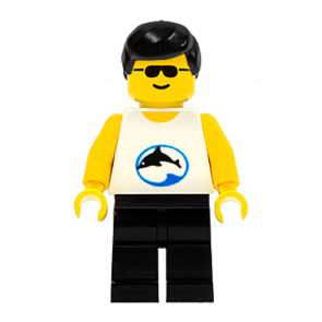 Фигурка Lego Blue Oval and Black Dolphin with Black Hair City Divers div024 Б/У