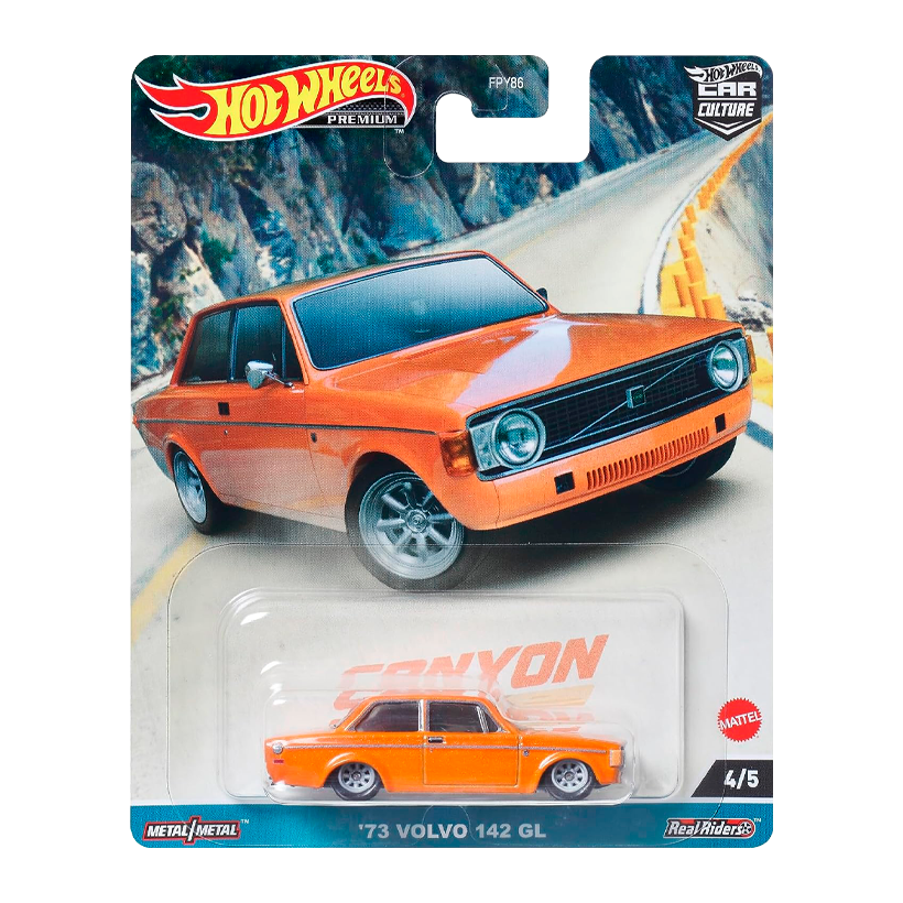 Машинка Premium Hot Wheels '73 Volvo 142 GL Canyon Warriors 1:64 HKC53 Orange - Retromagaz