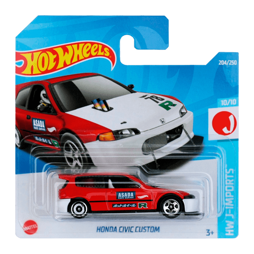 Машинка Базова Hot Wheels Honda Civic Custom J-Imports 1:64 HCX78 Red - Retromagaz