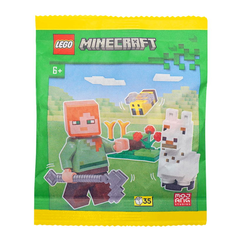 Конструктор Lego Фігурка Alex, Baby Llama and Bee Paper Bag Minecraft 662308 min017 Новий - Retromagaz