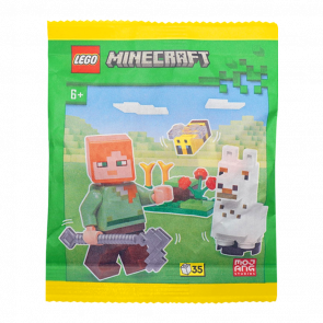 Конструктор Lego Фигурка Alex, Baby Llama and Bee Paper Bag Minecraft 662308 min017 Новый - Retromagaz