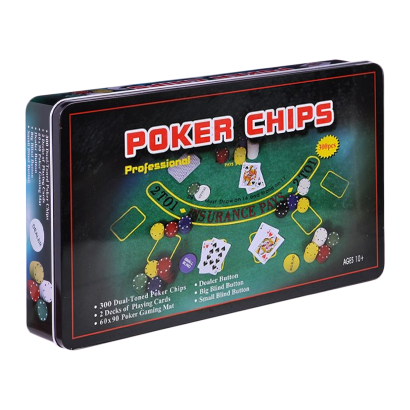 Набір Покерний набір на 300 фішок без номіналу + сукно (бляшана коробка) - Retromagaz