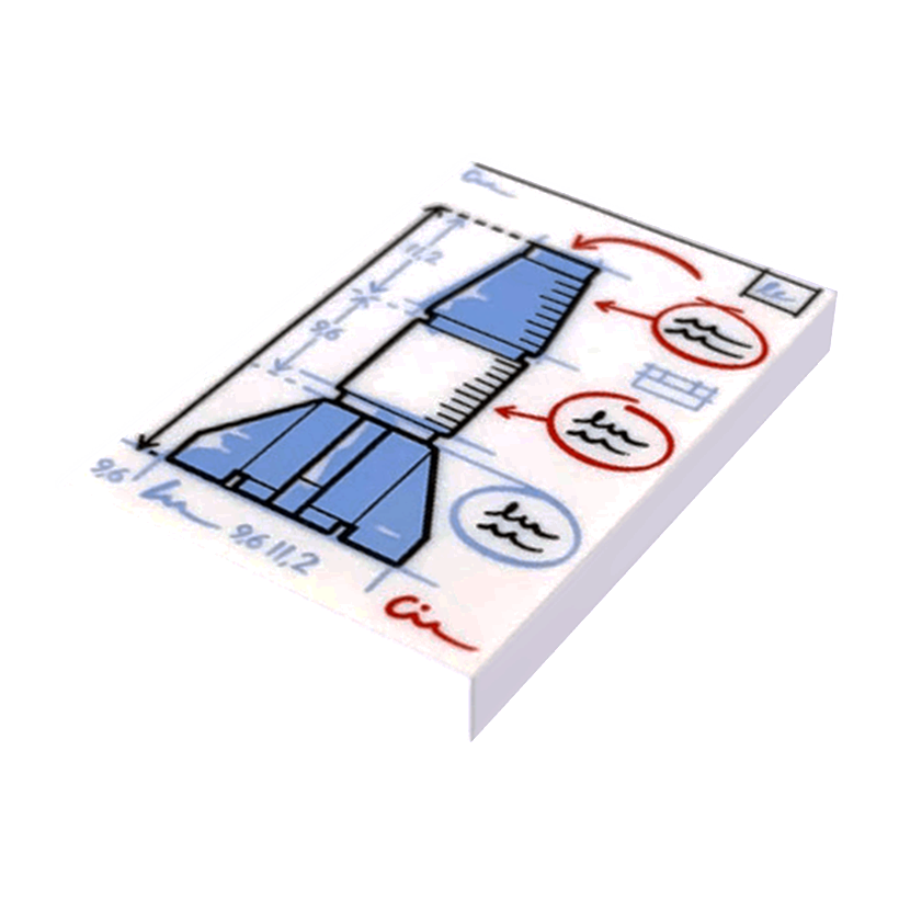 Плитка Lego Модифицированная Декоративная with Rocket Blueprint Pattern 2 x 3 26603pb076 6303476 White Б/У - Retromagaz