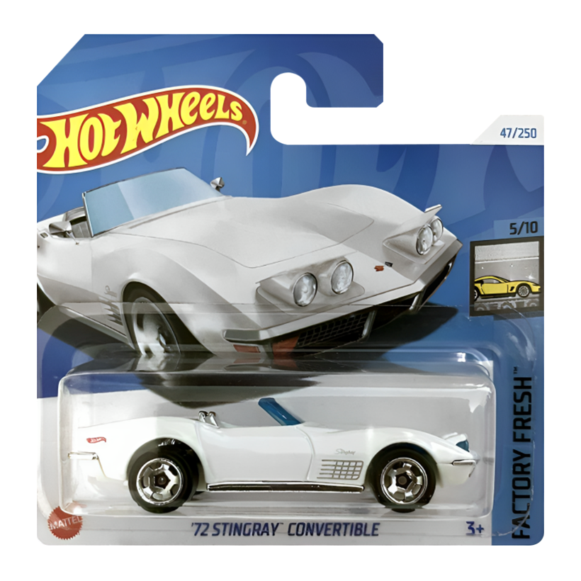 Машинка Базова Hot Wheels '72 Stingray Convertible Factory Fresh 1:64 HTC50 White - Retromagaz
