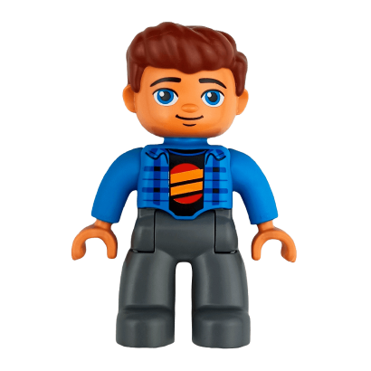 Фігурка Lego Dark Bluish Grey Legs Dark Azure Jacket Duplo Boy 47394pb246 Б/У - Retromagaz