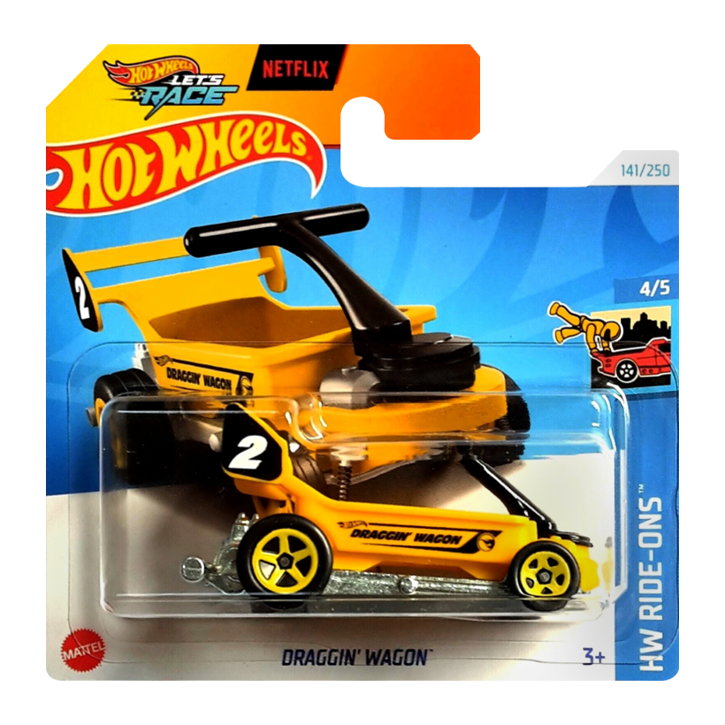 Машинка Базова Hot Wheels Draggin' Wagon Treasure Hunts Ride-Ons 1:64 HTF21 Yellow - Retromagaz