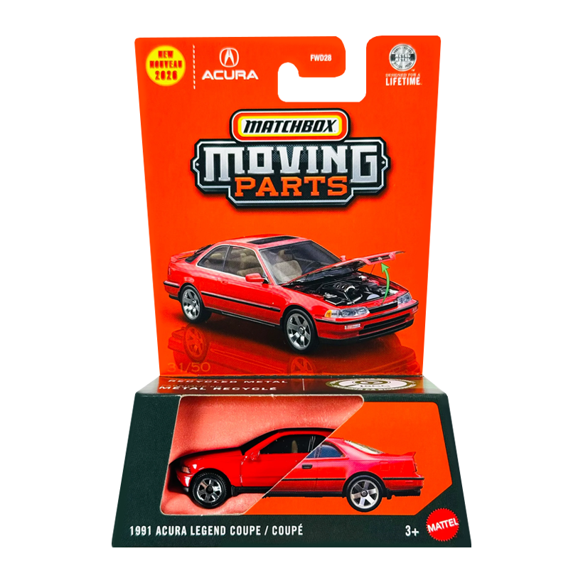 Тематична Машинка Matchbox 1991 Acura Legend Coupe Moving Parts 1:64 JHV39 Red - Retromagaz