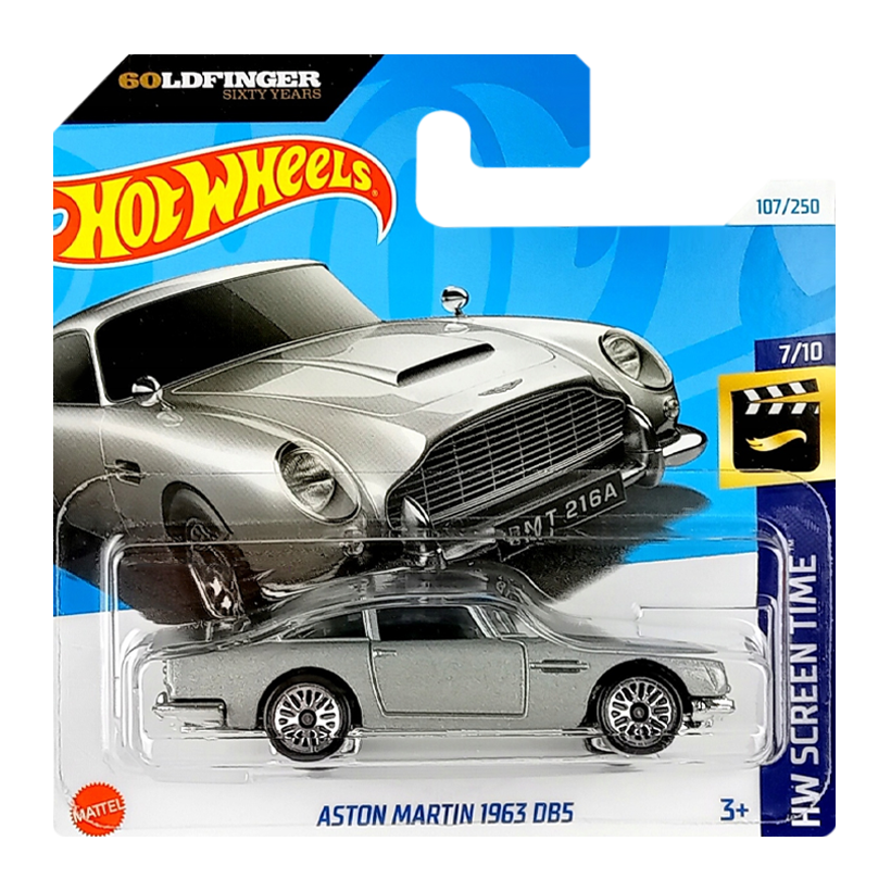Машинка Базова Hot Wheels Aston Martin 1963 DB5 James Bond 007 Goldfinger Screen Time 1:64 HTB36 Grey - Retromagaz