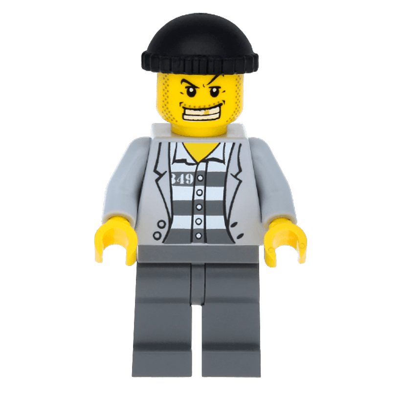 Фігурка Lego Police 973pb0798 Prisoner Jacket over Prison Stripes City cty0206 Б/У - Retromagaz