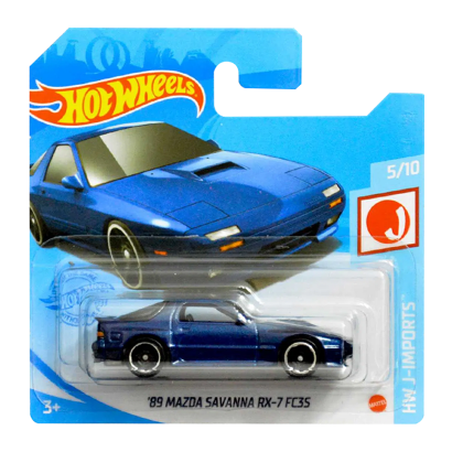 Машинка Базовая Hot Wheels '89 Mazda Savanna RX-7 FC3S J-Imports 1:64 GTC10 Dark Blue - Retromagaz