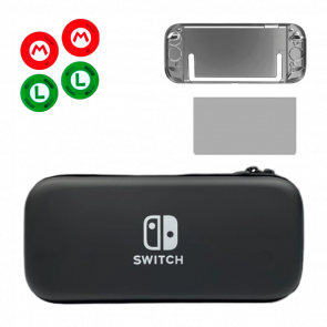Набір RMC Switch Аксесуари Чохол Твердий та Силіконовий + Захисне Скло + Накладки на Стіки Black Новий - Retromagaz
