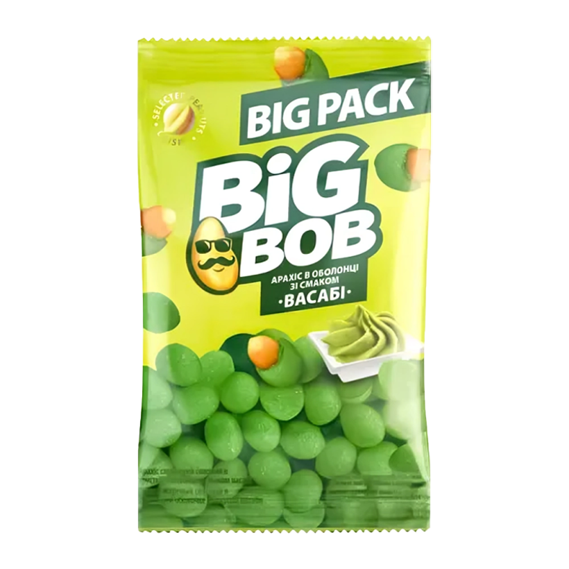 Арахіс Смажений Big Bob в Хрусткій Оболонці зі Смаком Васабі 90g - Retromagaz