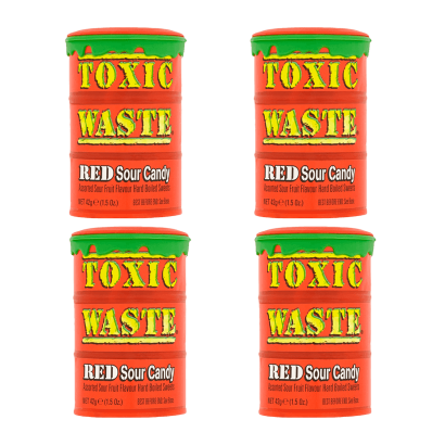 Набор Конфеты 4шт Toxic Waste Red Sour Candy 42g - Retromagaz