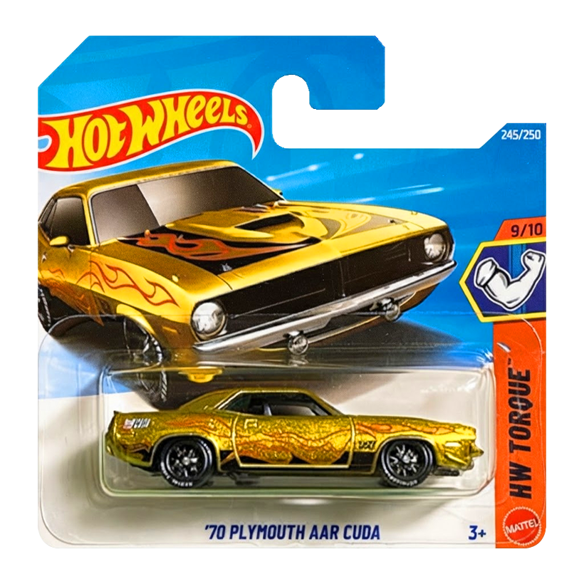Машинка Базовая Hot Wheels '70 Plymouth AAR Cuda Super Treasure Hunt STH HW Torque 1:64 JJM28 Gold - Retromagaz