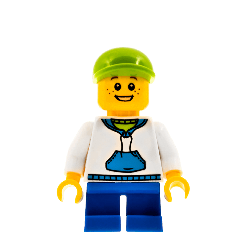 Фигурка Lego People 973pb0631 White Hoodie with Blue Pockets City cty0396 Б/У - Retromagaz
