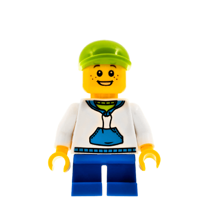 Фигурка Lego 973pb0631 White Hoodie with Blue Pockets City People cty0396 Б/У - Retromagaz